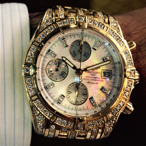 breitling chronograph with diamonds on face|breitling chronomat watches.